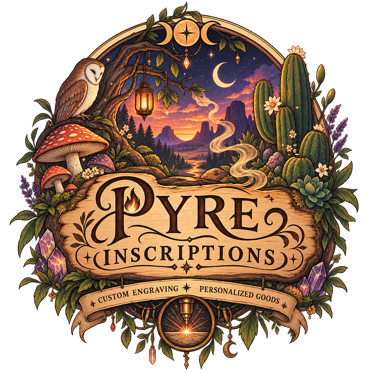 Pyre Inscriptions fantasy crest